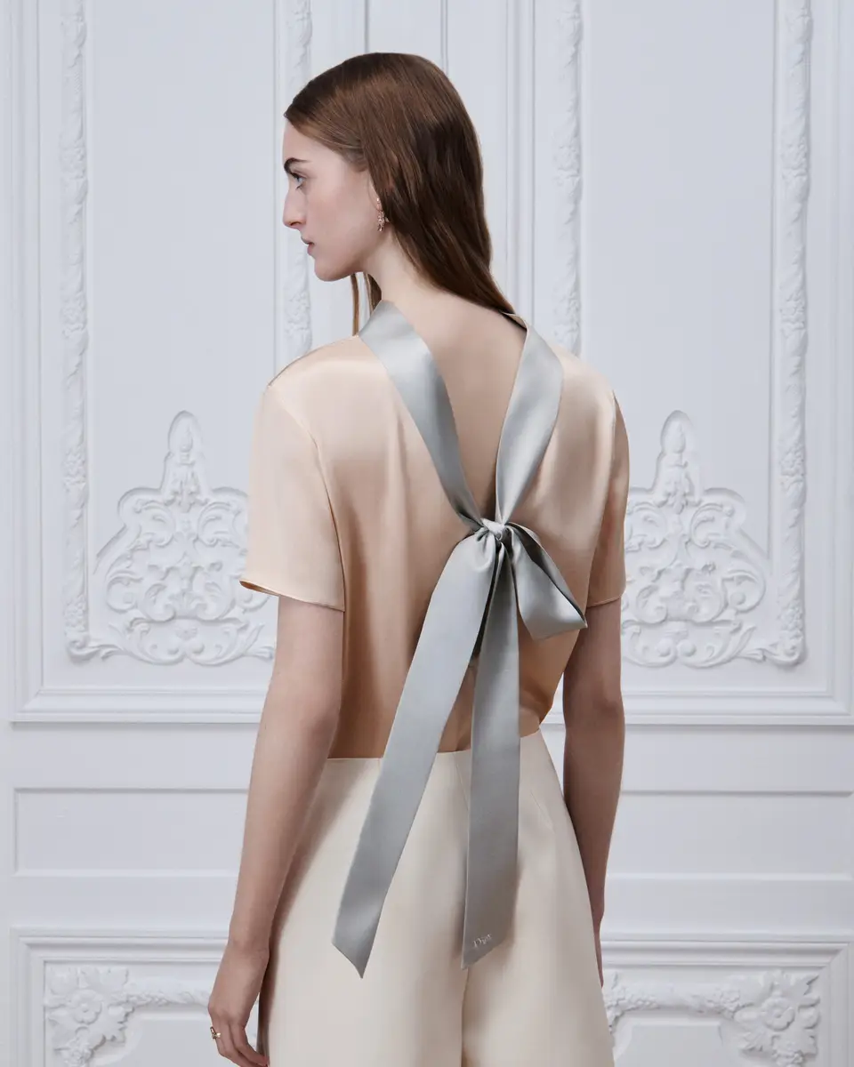 Dior Short-Sleeved Blouse with Rear Tie | Thumbnail 4 Dior Short-Sleeved Blouse with Rear Tie | Thumbnail 4