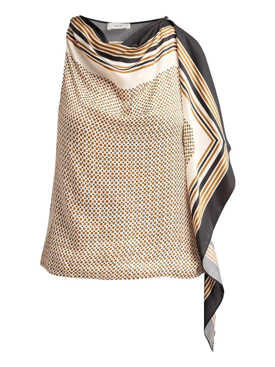 A. L.C. Women's Kit Geometric Satin Cowlneck Top A. L.C. Women's Kit Geometric Satin Cowlneck Top