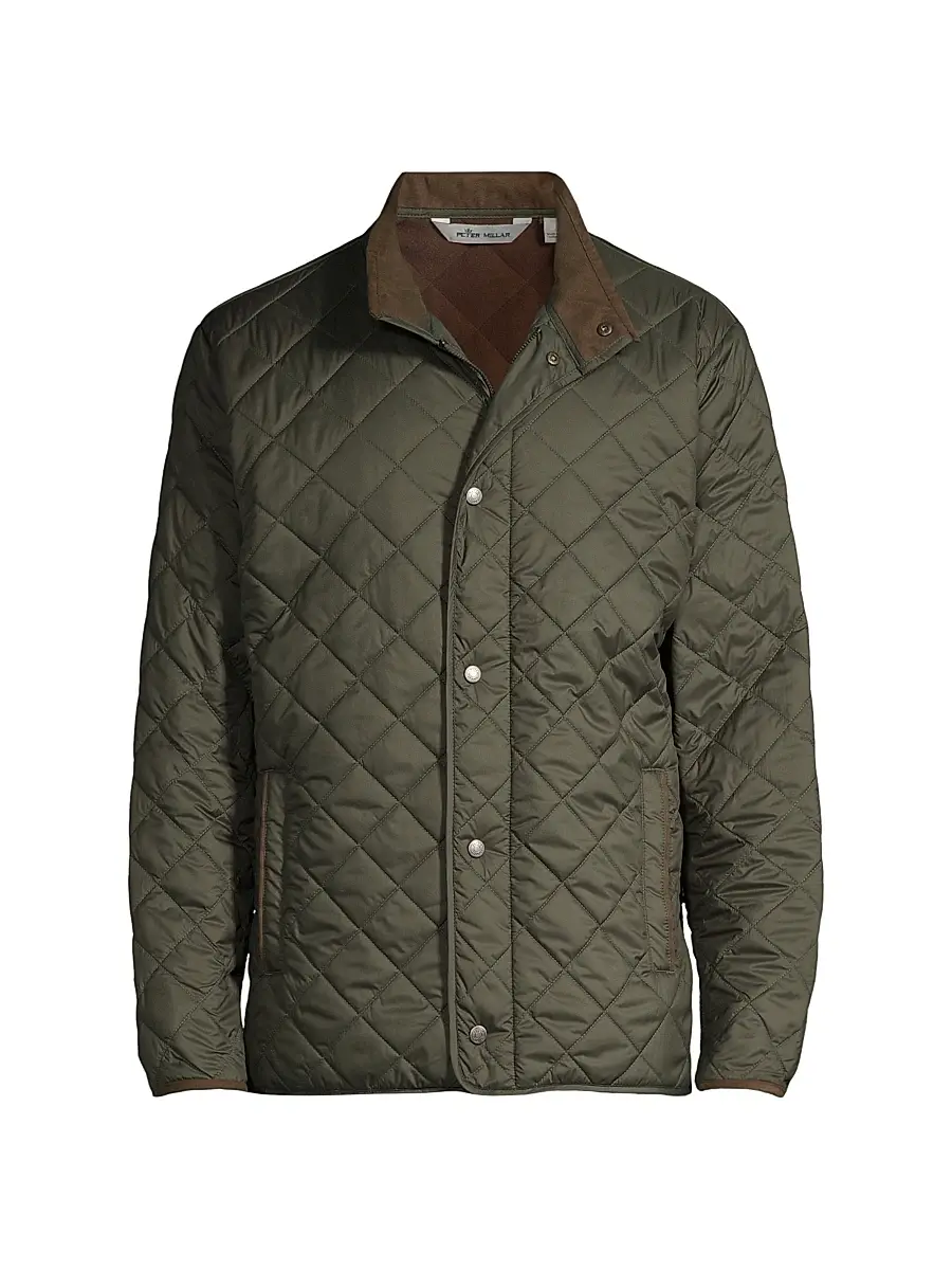 Peter Millar Men's Suffolk Quilted Travel Coat - Olive | Image 1 Peter Millar Men's Suffolk Quilted Travel Coat - Olive | Image 1