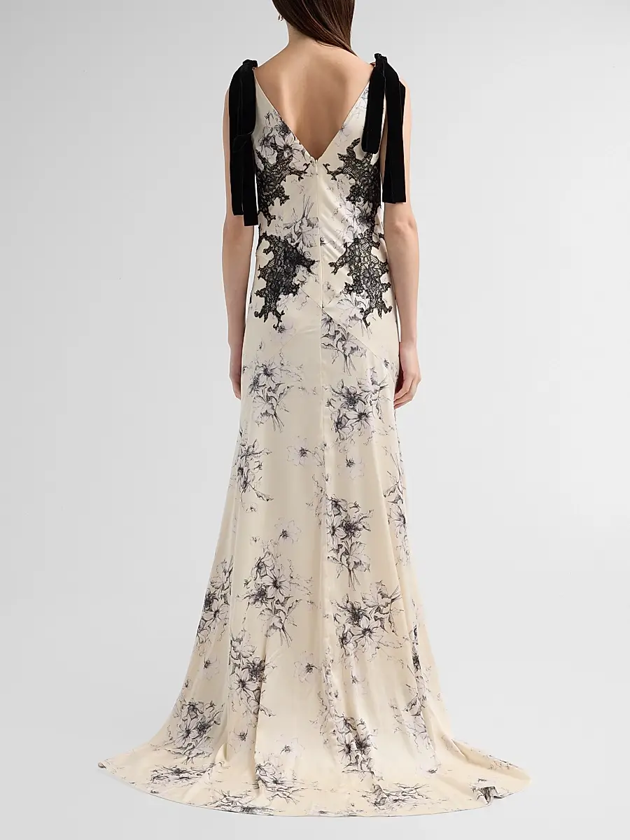 Cinq à Sept Women's Jett Hand-Sketched Floral Maxi Dress | Thumbnail 3