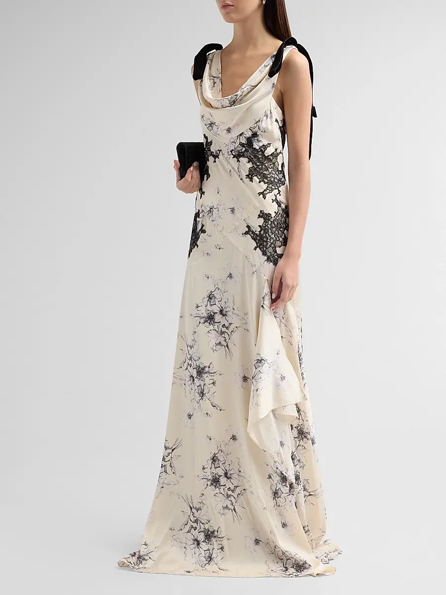 Cinq à Sept Women's Jett Hand-Sketched Floral Maxi Dress | Thumbnail 4