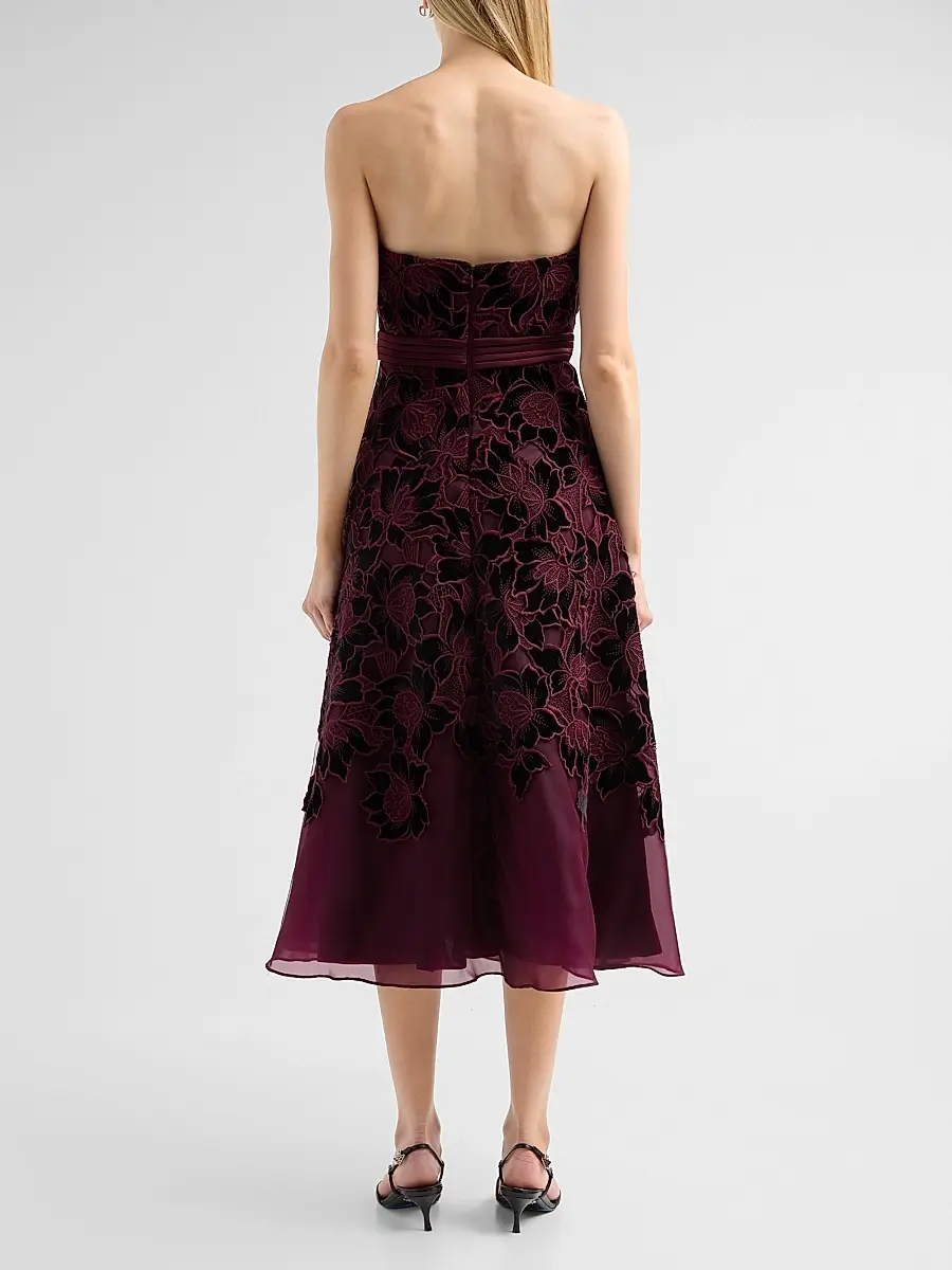BADGLEY MISCHKA Women's Guipure Lace Velvet Cocktail Dress | Thumbnail 3