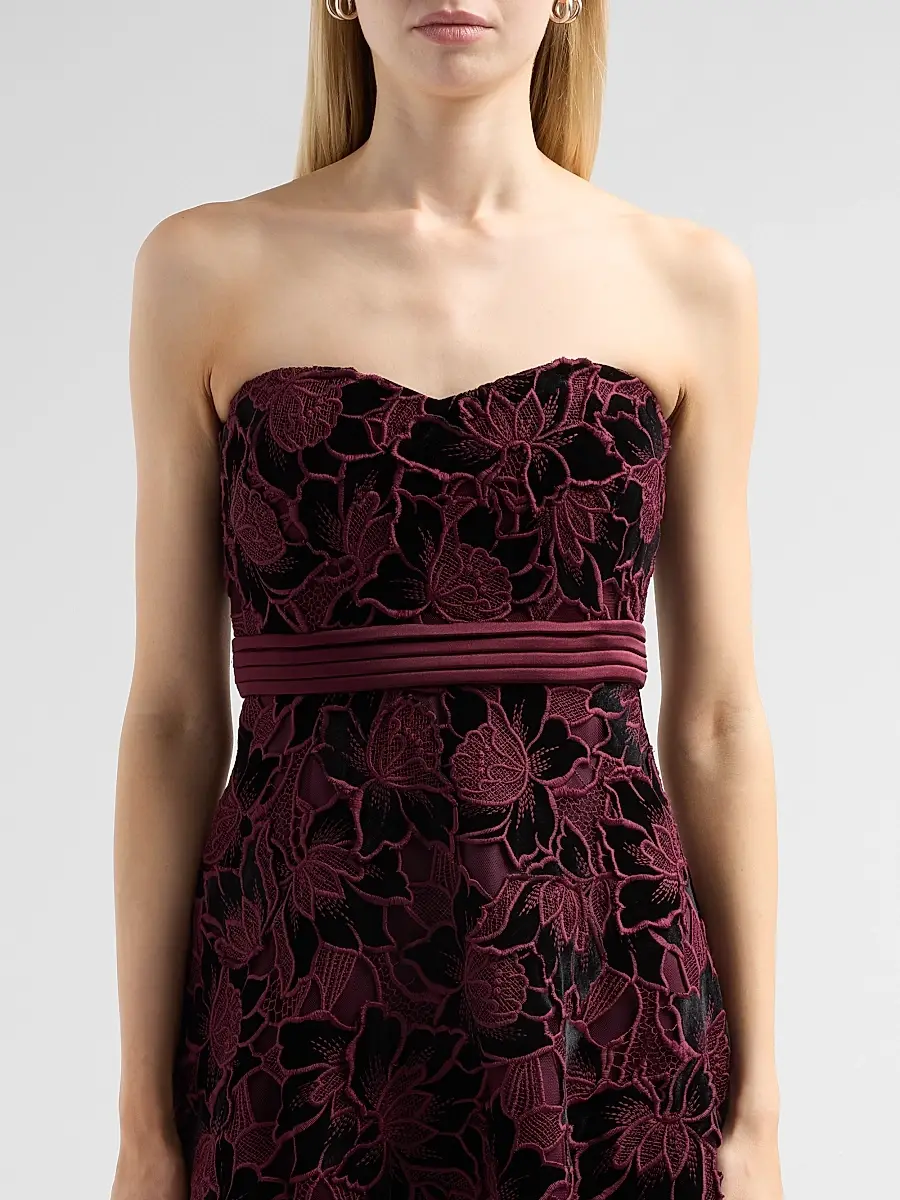BADGLEY MISCHKA Women's Guipure Lace Velvet Cocktail Dress | Thumbnail 5