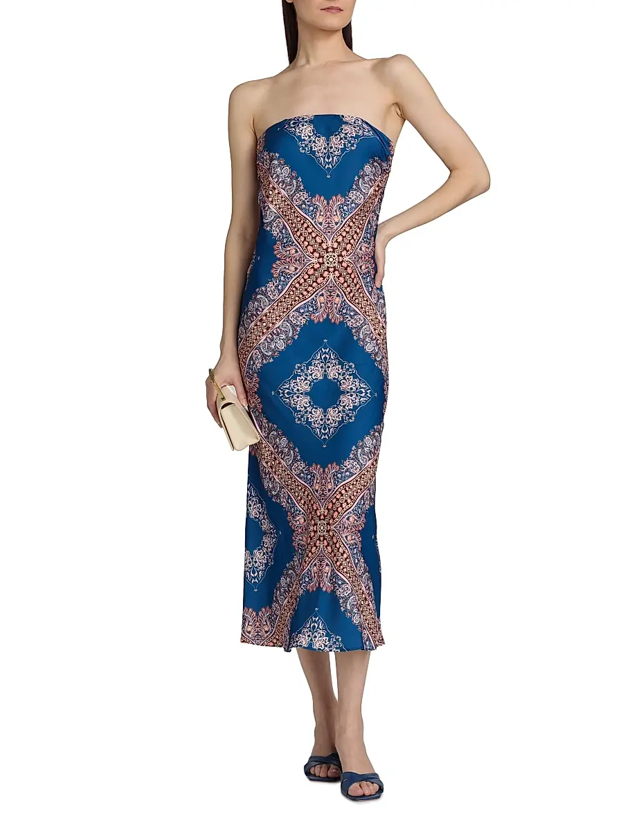 Misa Los Angeles Women's Thara Paisley Medallion Strapless Midi-Dress | Thumbnail 3 Misa Los Angeles Women's Thara Paisley Medallion Strapless Midi-Dress | Thumbnail 3