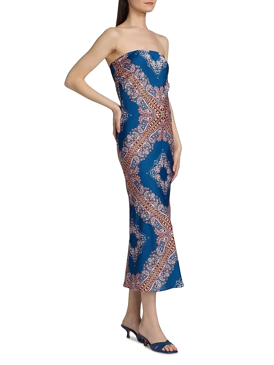 Misa Los Angeles Women's Thara Paisley Medallion Strapless Midi-Dress | Thumbnail 4 Misa Los Angeles Women's Thara Paisley Medallion Strapless Midi-Dress | Thumbnail 4