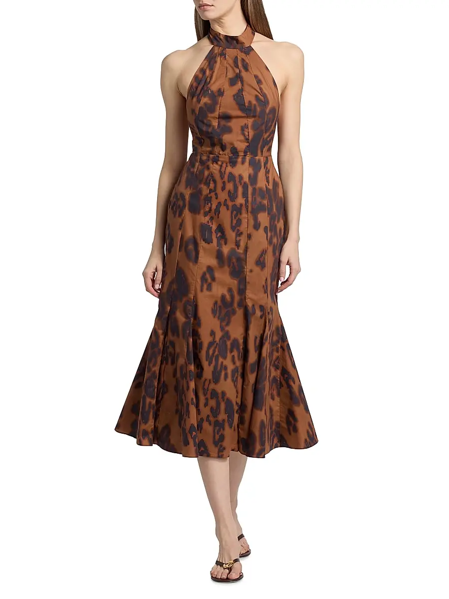 Misa Los Angeles Women's Samara Blotted Leopard-Print Mermaid Midi-Dress | Thumbnail 3 Misa Los Angeles Women's Samara Blotted Leopard-Print Mermaid Midi-Dress | Thumbnail 3