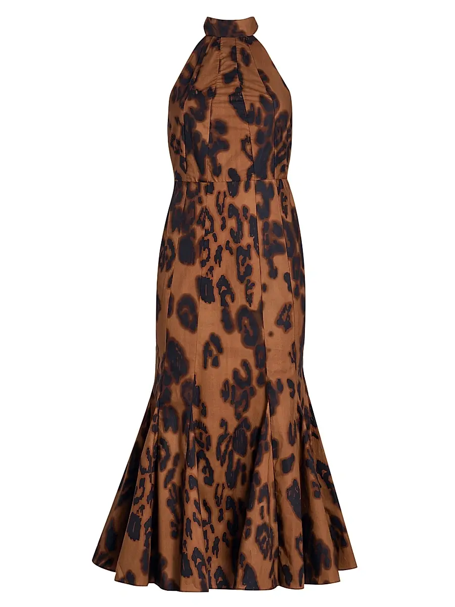 MISA Los Angeles Women's Samara Blotted Leopard-Print Mermaid Midi-Dress - Cocoa Leopard | Image 1 MISA Los Angeles Women's Samara Blotted Leopard-Print Mermaid Midi-Dress - Cocoa Leopard | Image 1