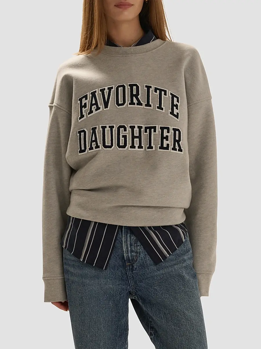 Favorite Daughter Women's The Embroidery Collegiate Sweatshirt | Thumbnail 4 Favorite Daughter Women's The Embroidery Collegiate Sweatshirt | Thumbnail 4