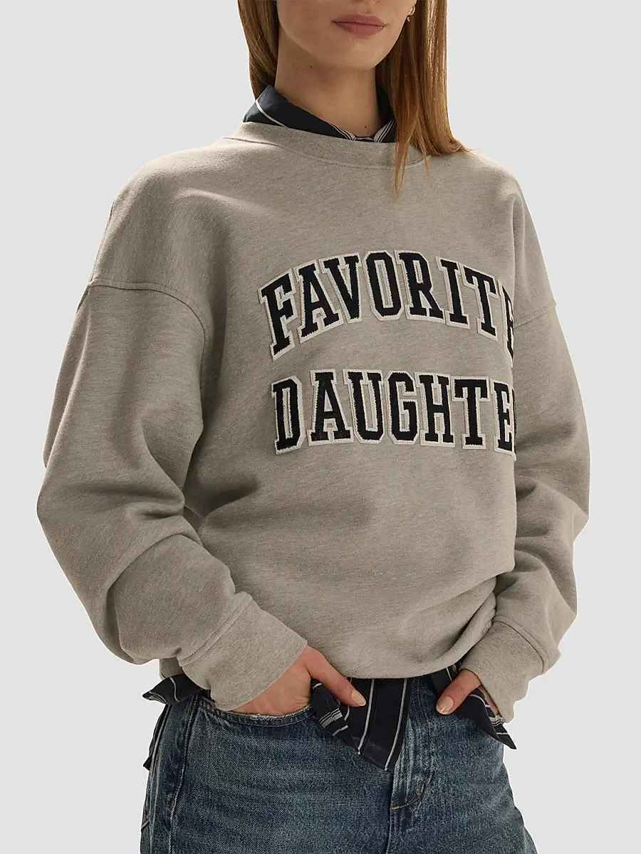Favorite Daughter Women's The Embroidery Collegiate Sweatshirt | Thumbnail 5 Favorite Daughter Women's The Embroidery Collegiate Sweatshirt | Thumbnail 5