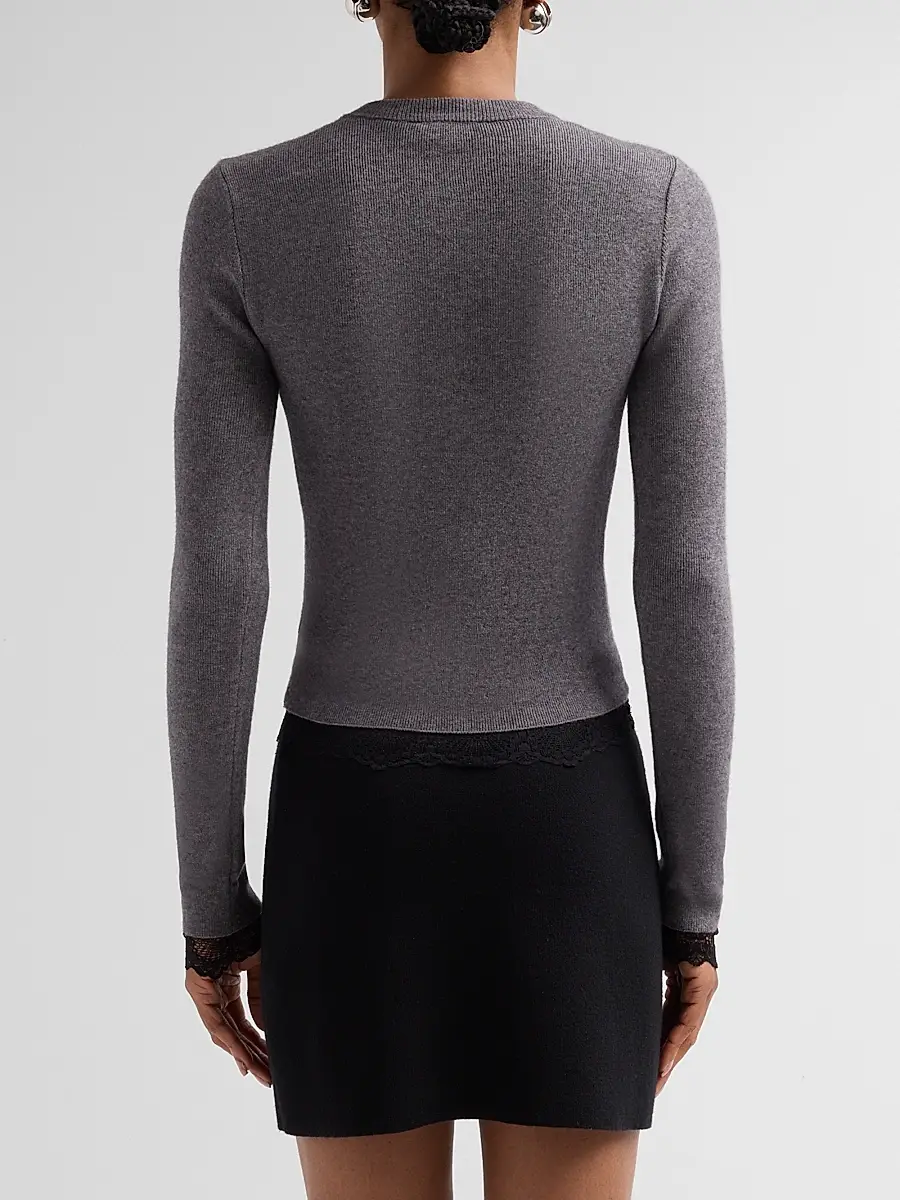 Generation Love Women's Olivia Lace-Trim Henley Sweater | Thumbnail 3 Generation Love Women's Olivia Lace-Trim Henley Sweater | Thumbnail 3