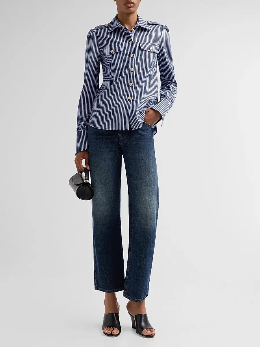Generation Love Women's Allure Striped Poplin Button-Front Shirt | Thumbnail 2