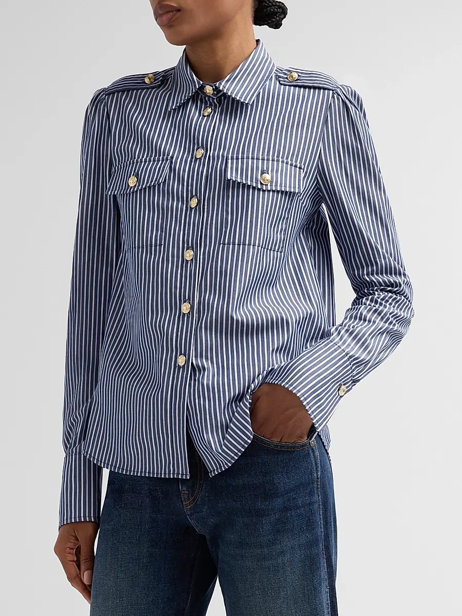 Generation Love Women's Allure Striped Poplin Button-Front Shirt | Thumbnail 4