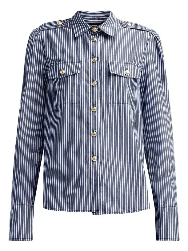 Women's Allure Striped Poplin Button-Front Shirt