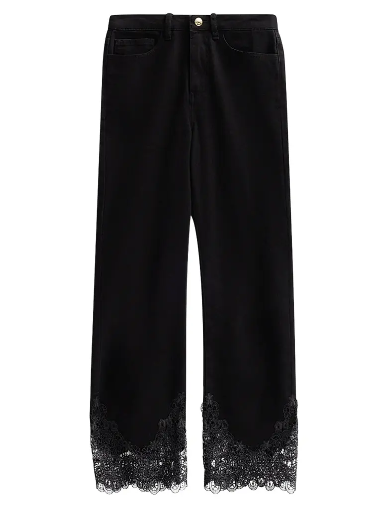 Generation Love Women's Bellatrix High-Rise Lace-Cuff Crop Jeans - Jet Black | Image 1 Generation Love Women's Bellatrix High-Rise Lace-Cuff Crop Jeans - Jet Black | Image 1