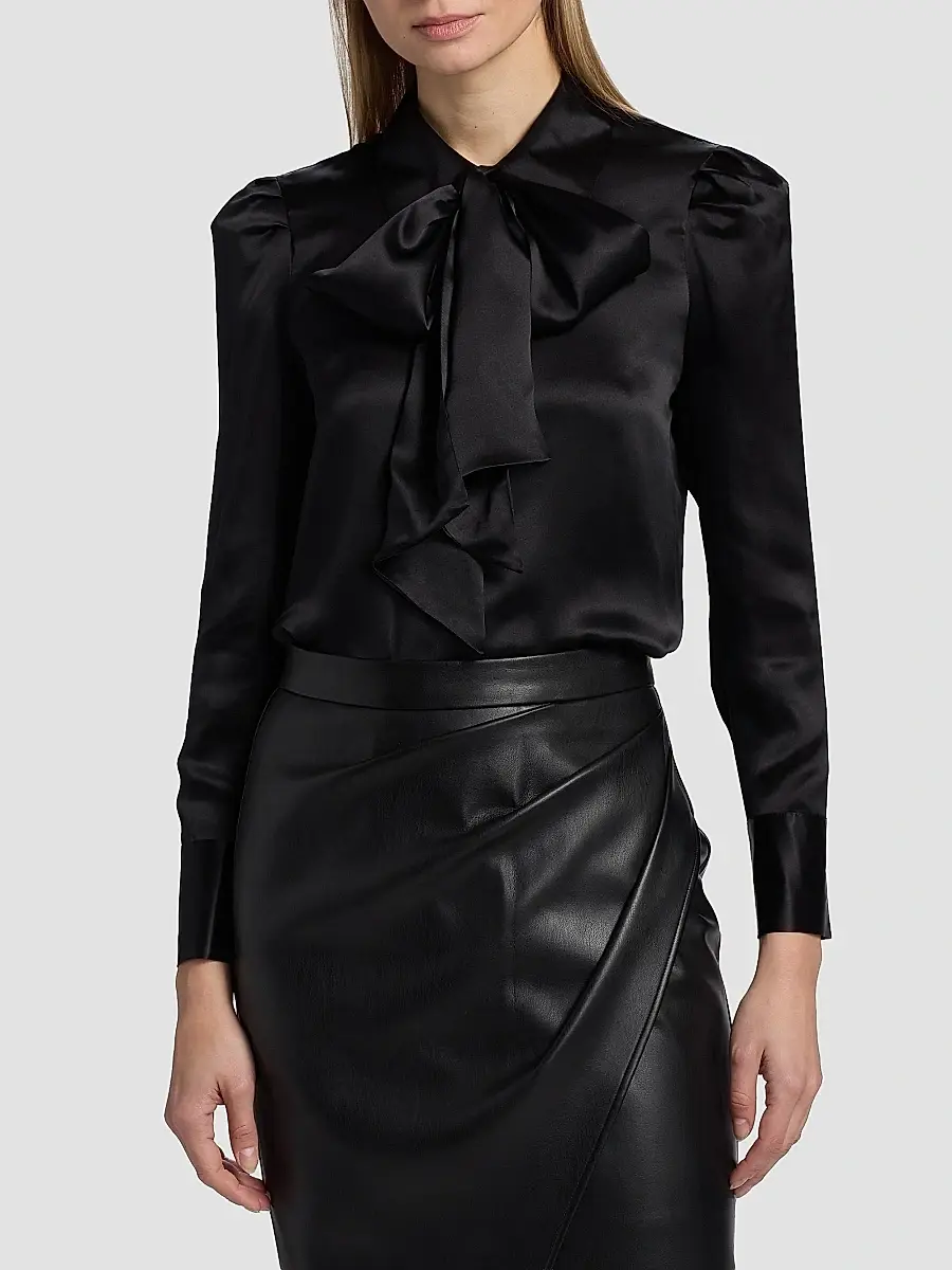 L'Agence Women's Honey Silk Tieneck Blouse | Thumbnail 3