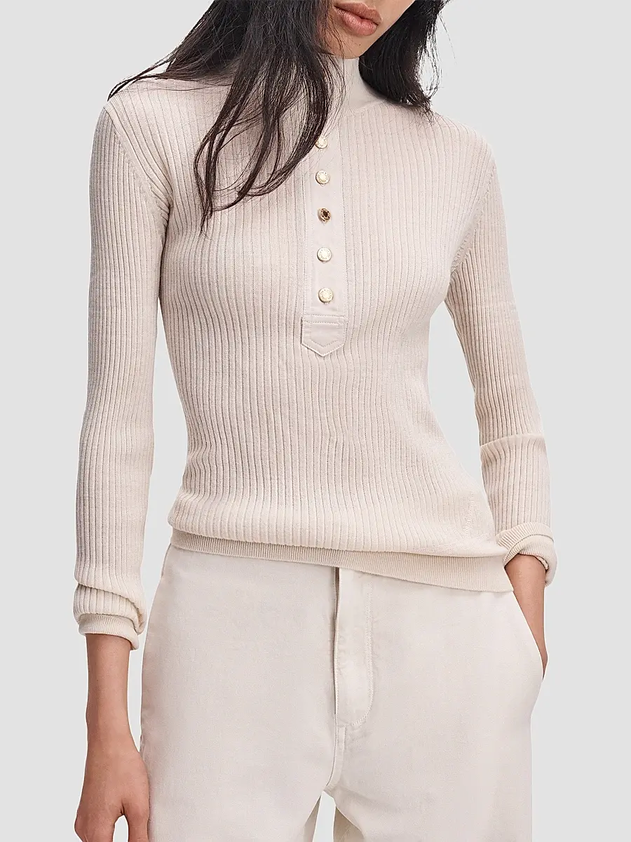 rag & bone Women's Lucy Rib-Knit Wool Henley | Thumbnail 4 rag & bone Women's Lucy Rib-Knit Wool Henley | Thumbnail 4