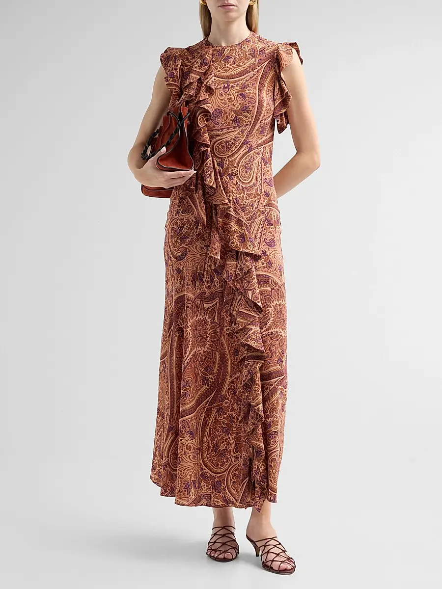 Ulla Johnson Women's Ameline Ruffled Paisley Silk Midi Dress | Thumbnail 2 Ulla Johnson Women's Ameline Ruffled Paisley Silk Midi Dress | Thumbnail 2