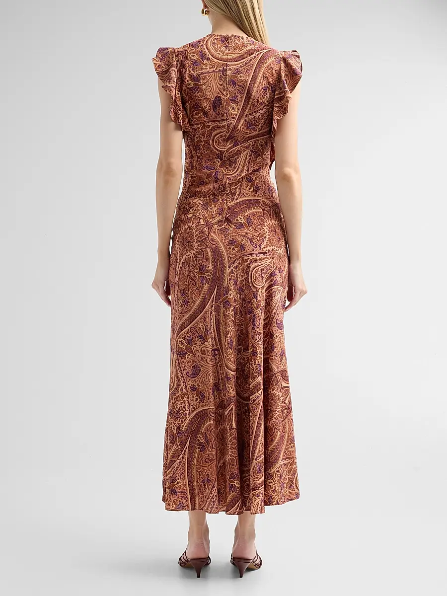 Ulla Johnson Women's Ameline Ruffled Paisley Silk Midi Dress | Thumbnail 3 Ulla Johnson Women's Ameline Ruffled Paisley Silk Midi Dress | Thumbnail 3