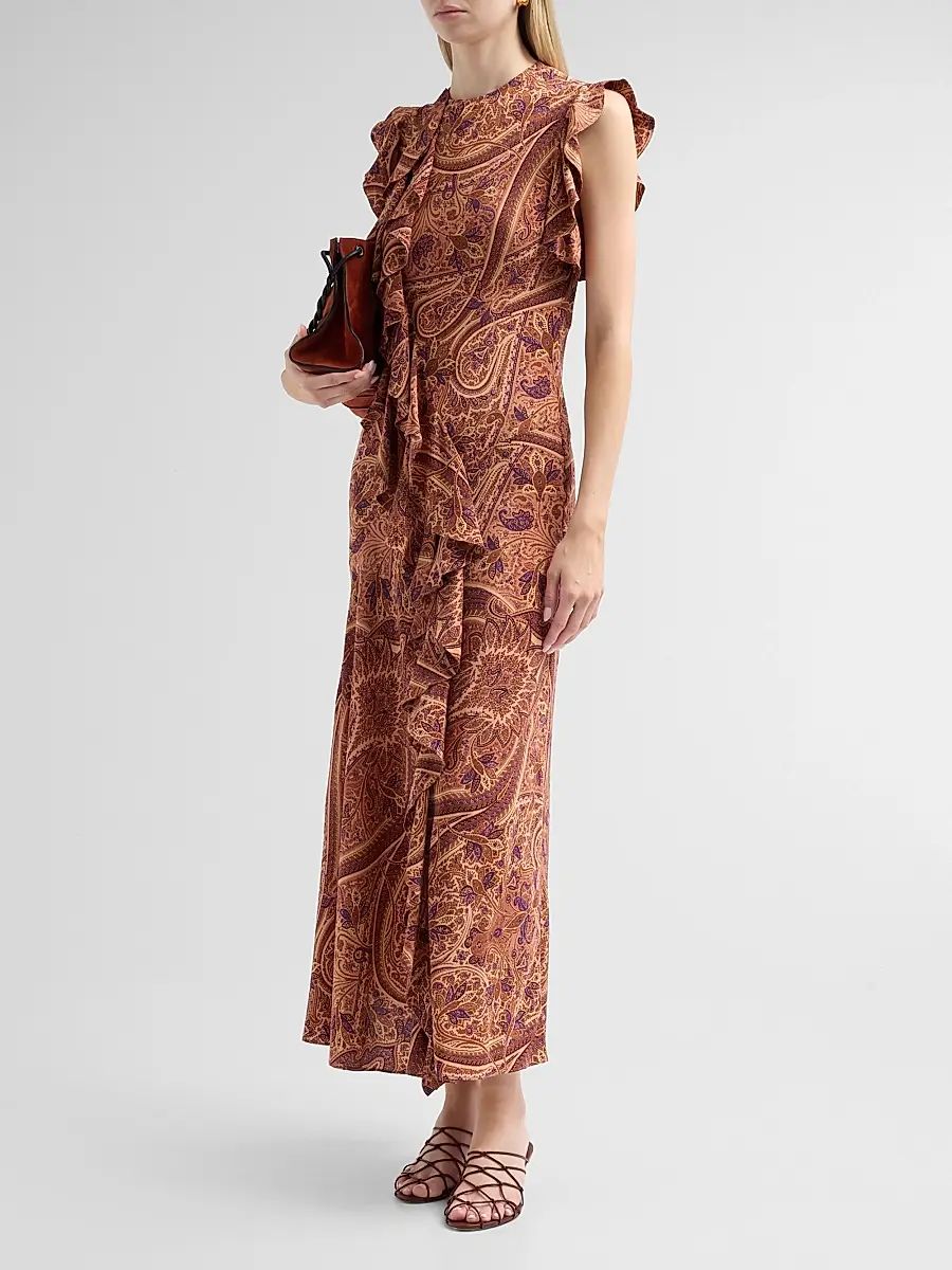Ulla Johnson Women's Ameline Ruffled Paisley Silk Midi Dress | Thumbnail 4 Ulla Johnson Women's Ameline Ruffled Paisley Silk Midi Dress | Thumbnail 4