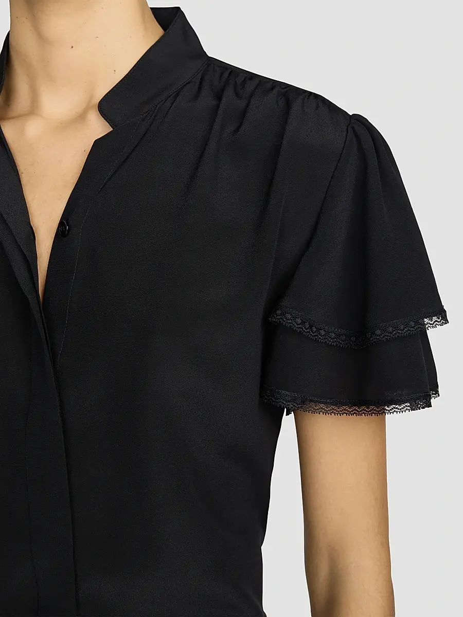 Frame Women's Arcadia Silk Short-Sleeve Top | Thumbnail 4 Frame Women's Arcadia Silk Short-Sleeve Top | Thumbnail 4