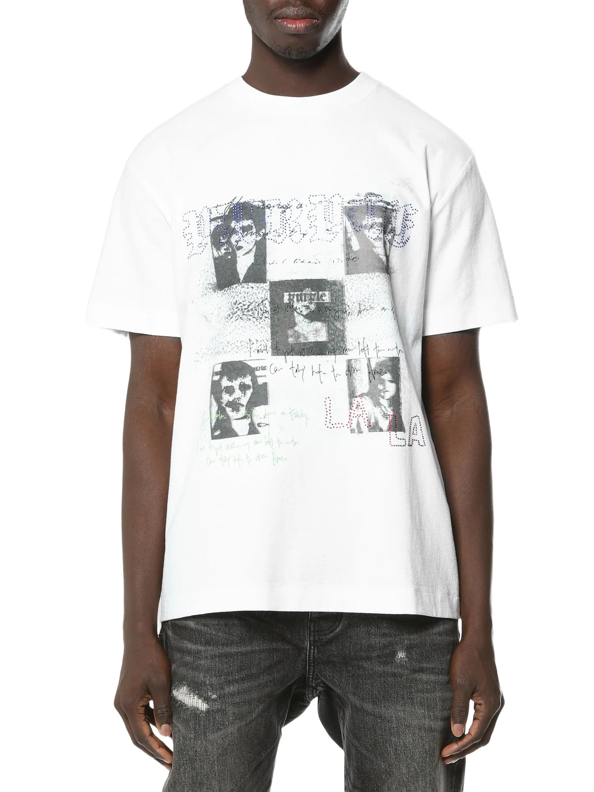 Purple Brand Men's Textured Jersey Crystal-Logo Graphic T-Shirt