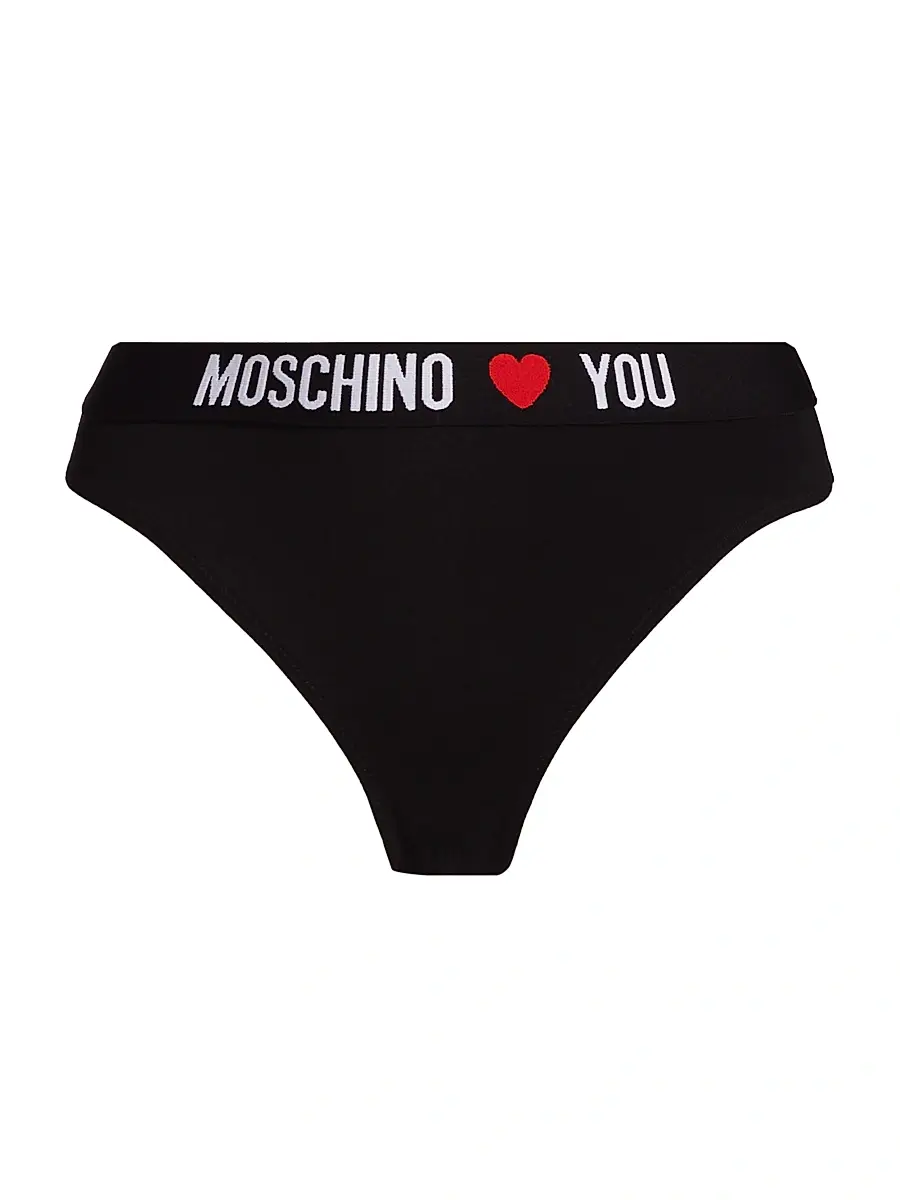 MOSCHINO Women's Logo 2-Pack Brazilian Brief - Multi Black | Image 1 MOSCHINO Women's Logo 2-Pack Brazilian Brief - Multi Black | Image 1
