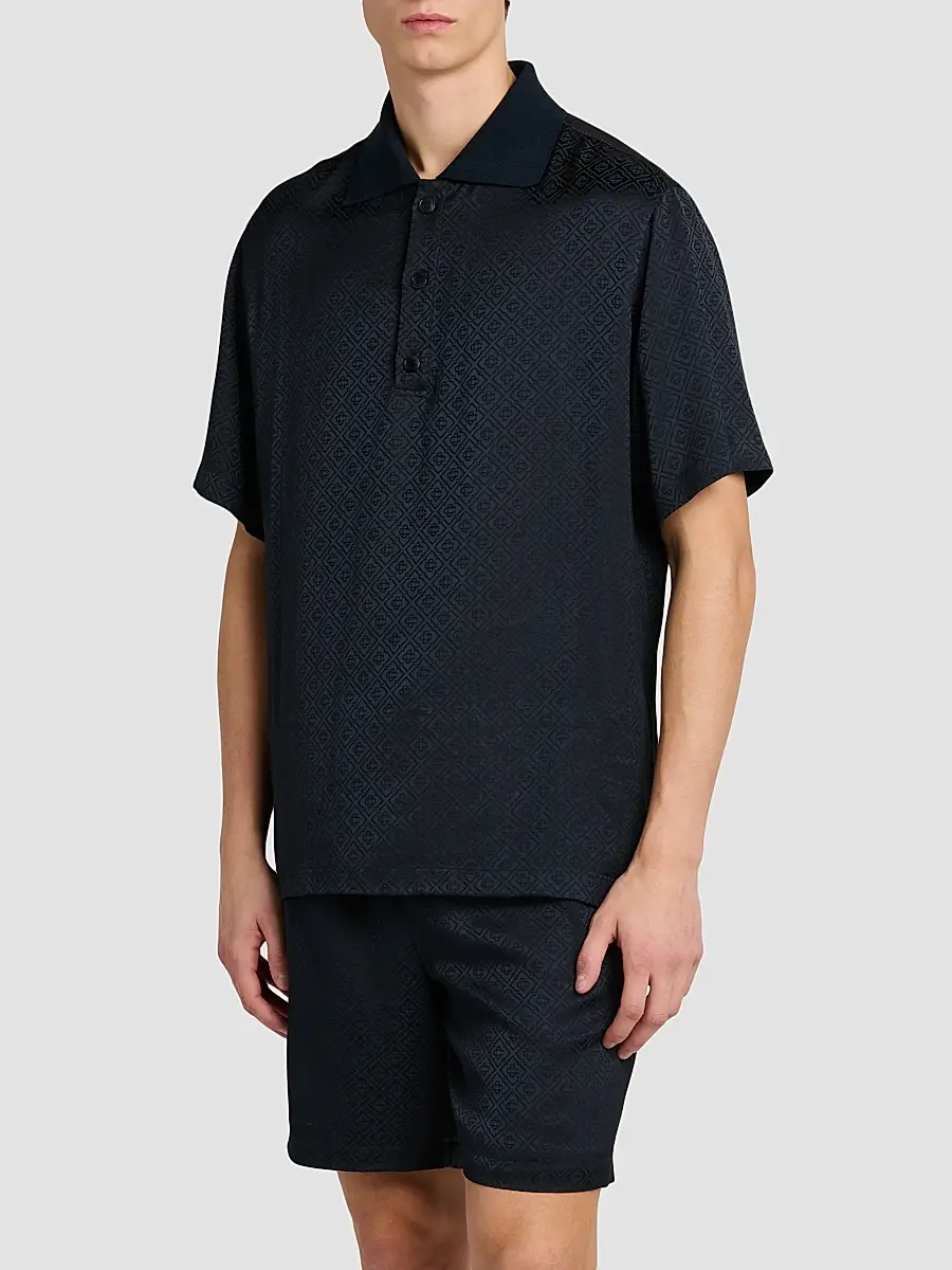 Casablanca Men's Logo Print Knit Collar Polo Shirt | Thumbnail 4