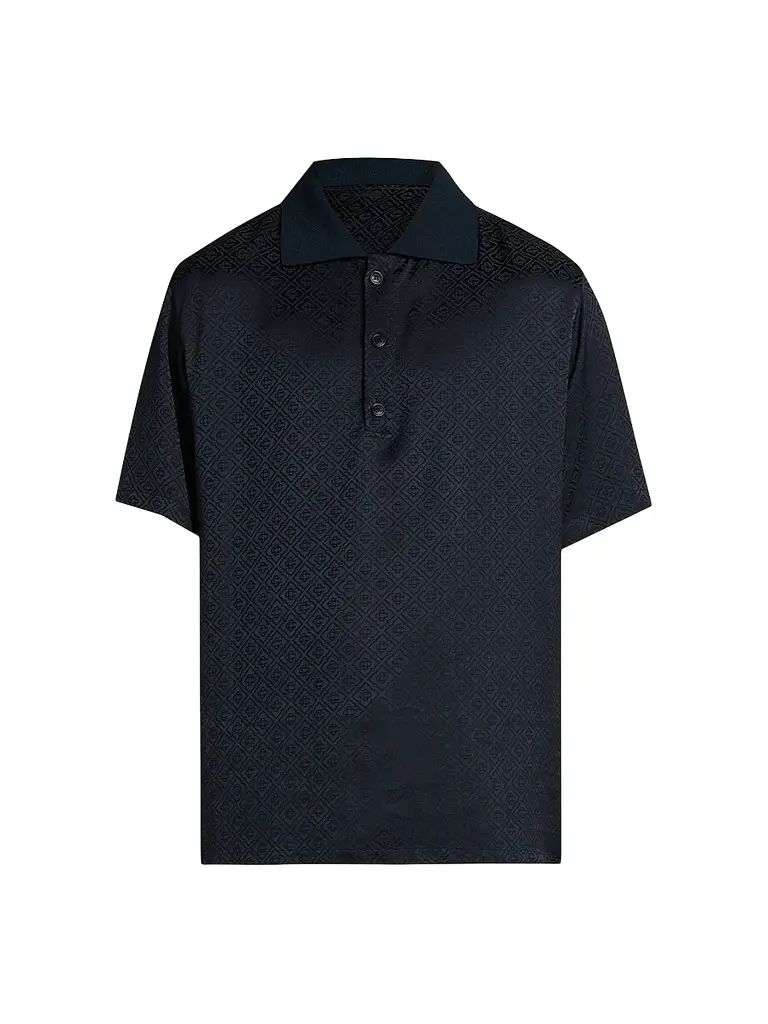 Casablanca Men's Logo Print Knit Collar Polo Shirt - Dark Navy - Size XXL | Image 1 Casablanca Men's Logo Print Knit Collar Polo Shirt - Dark Navy - Size XXL | Image 1