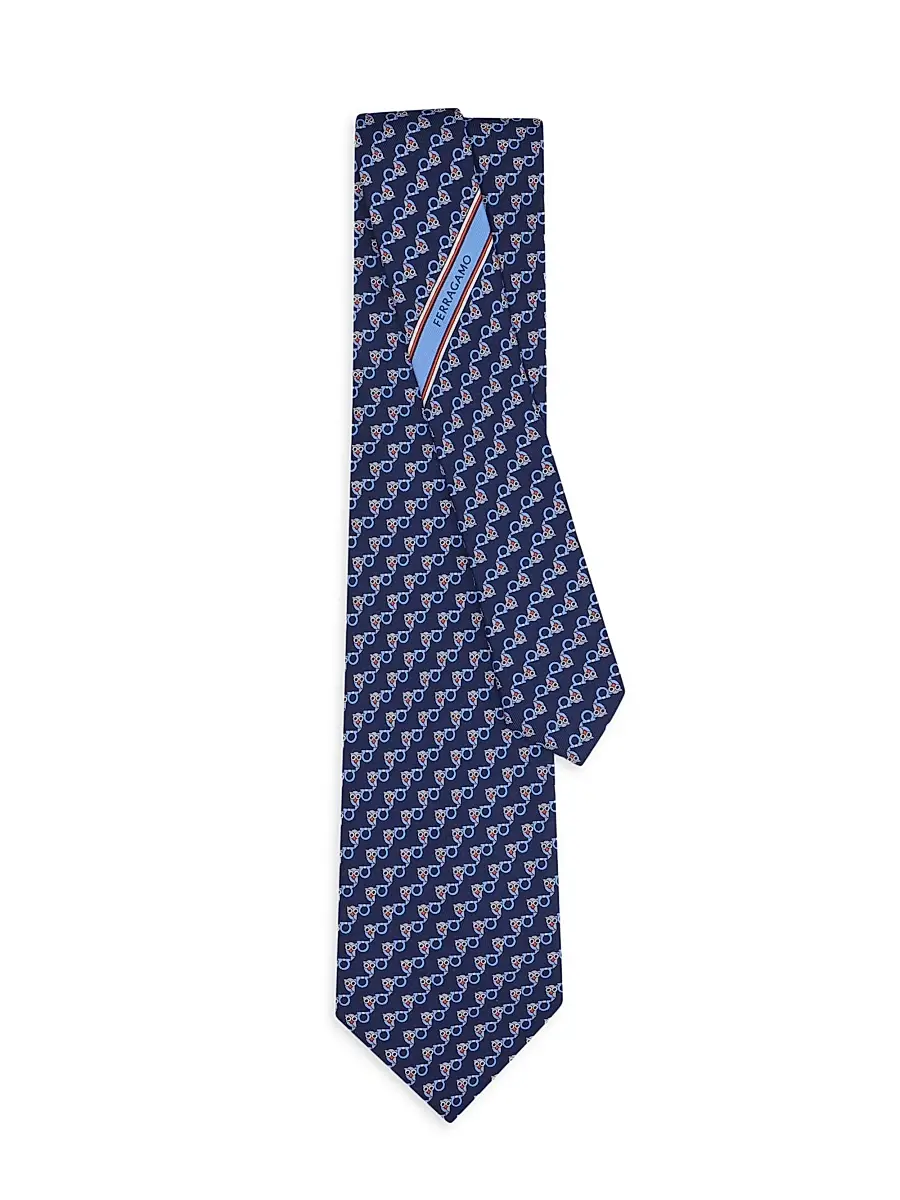 Ferragamo Men's Owl Gancio Silk Tie | Thumbnail 2