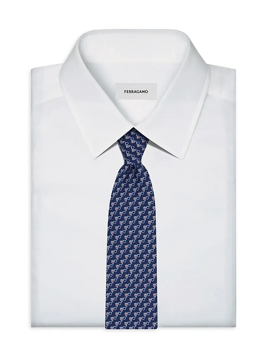 Ferragamo Men's Owl Gancio Silk Tie | Thumbnail 3