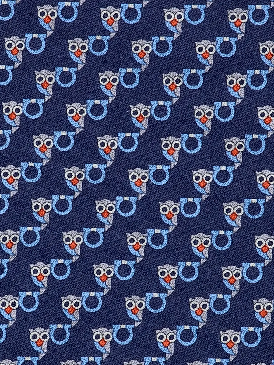 Ferragamo Men's Owl Gancio Silk Tie | Thumbnail 4