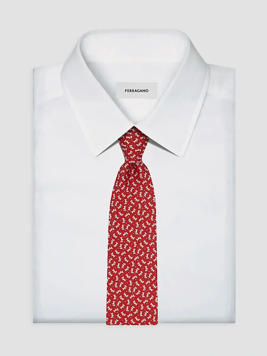 Ferragamo Men's Charlie-Print Silk Tie | Thumbnail 2 Ferragamo Men's Charlie-Print Silk Tie | Thumbnail 2