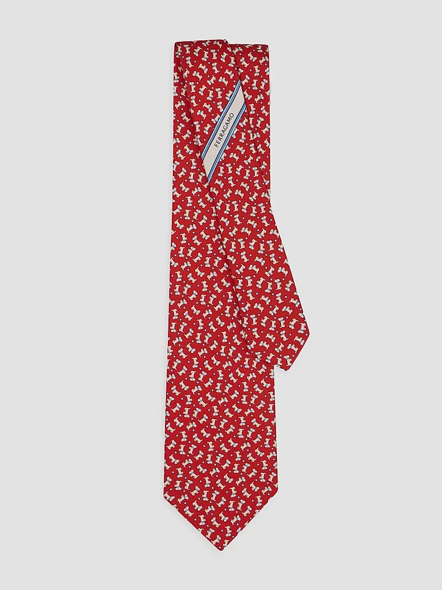 Ferragamo Men's Charlie-Print Silk Tie | Thumbnail 3 Ferragamo Men's Charlie-Print Silk Tie | Thumbnail 3