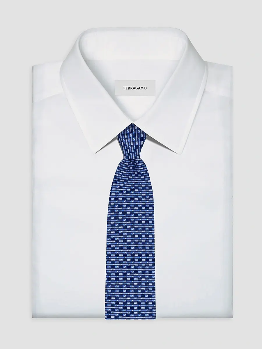 Ferragamo Men's Oar Print Silk Tie | Thumbnail 2 Ferragamo Men's Oar Print Silk Tie | Thumbnail 2
