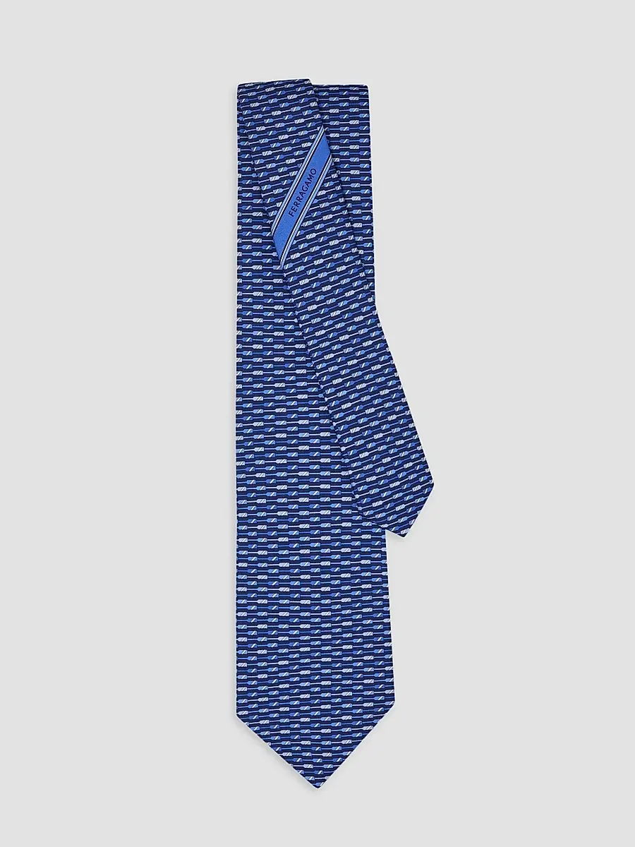 Ferragamo Men's Oar Print Silk Tie | Thumbnail 3 Ferragamo Men's Oar Print Silk Tie | Thumbnail 3