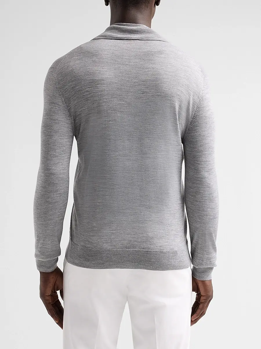 Isaia Men's Filo Corallo Wool Zip-Up Sweater | Thumbnail 3 Isaia Men's Filo Corallo Wool Zip-Up Sweater | Thumbnail 3