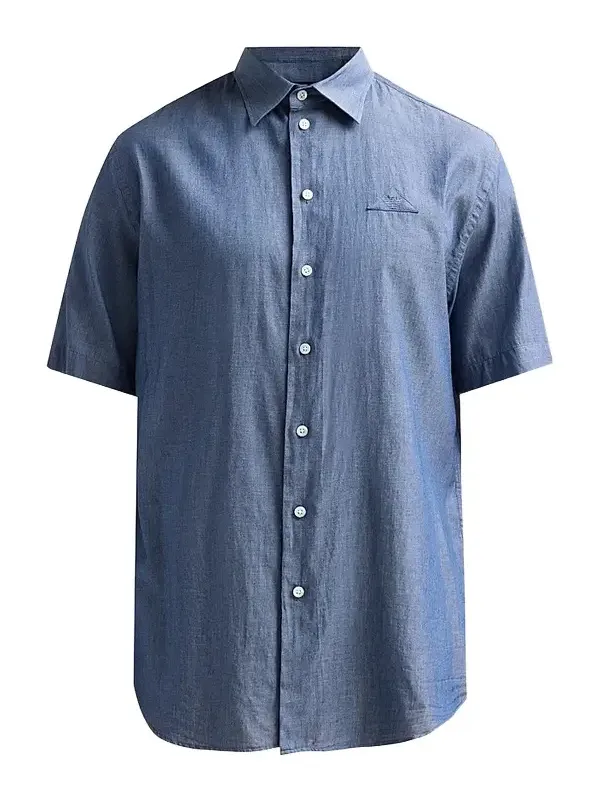 Emporio Armani Men's Solid Chambray Short-Sleeve Sport Shirt