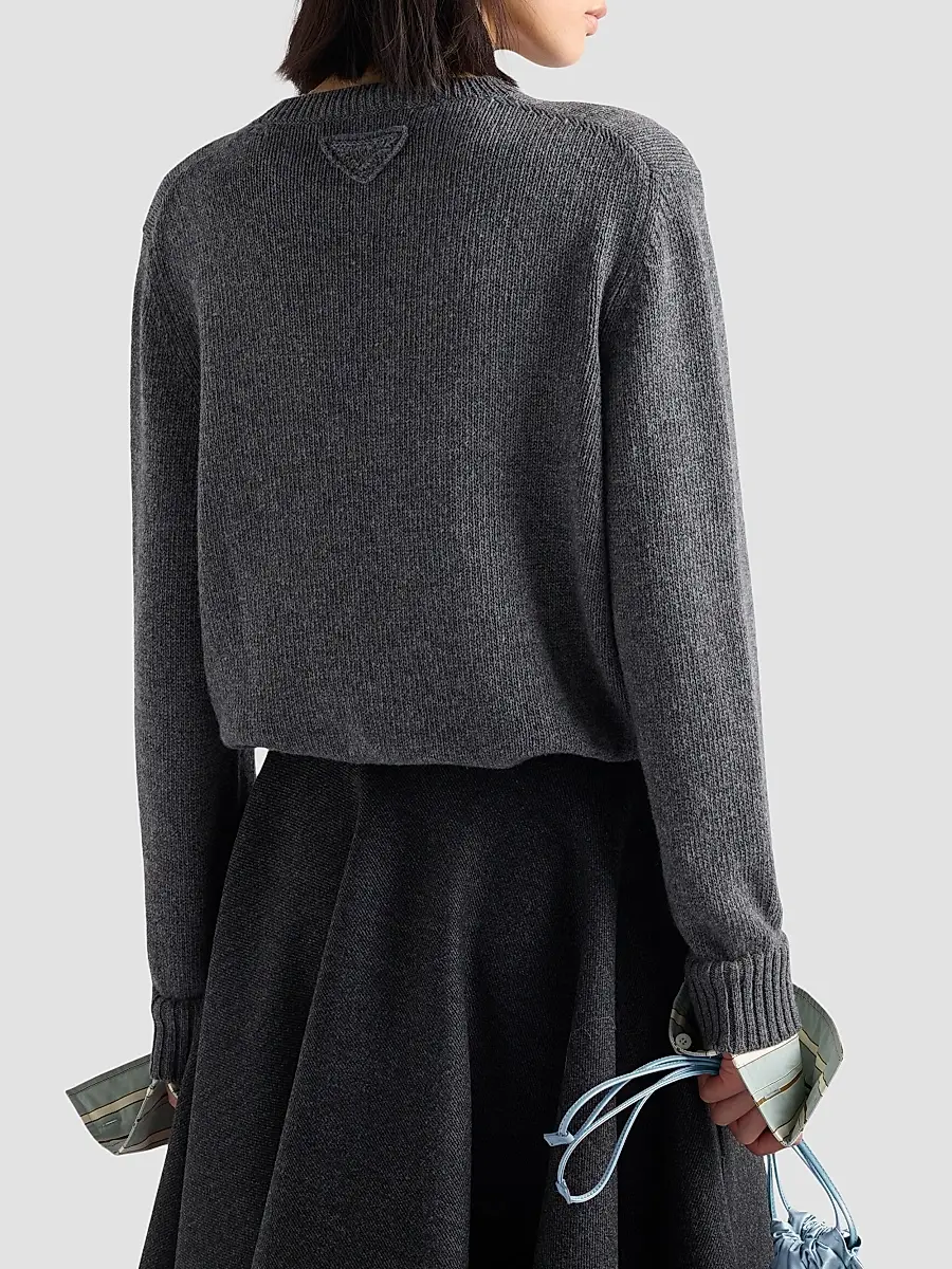 Prada Women's Wool and Cashmere Crew-Neck Sweater | Thumbnail 3 Prada Women's Wool and Cashmere Crew-Neck Sweater | Thumbnail 3