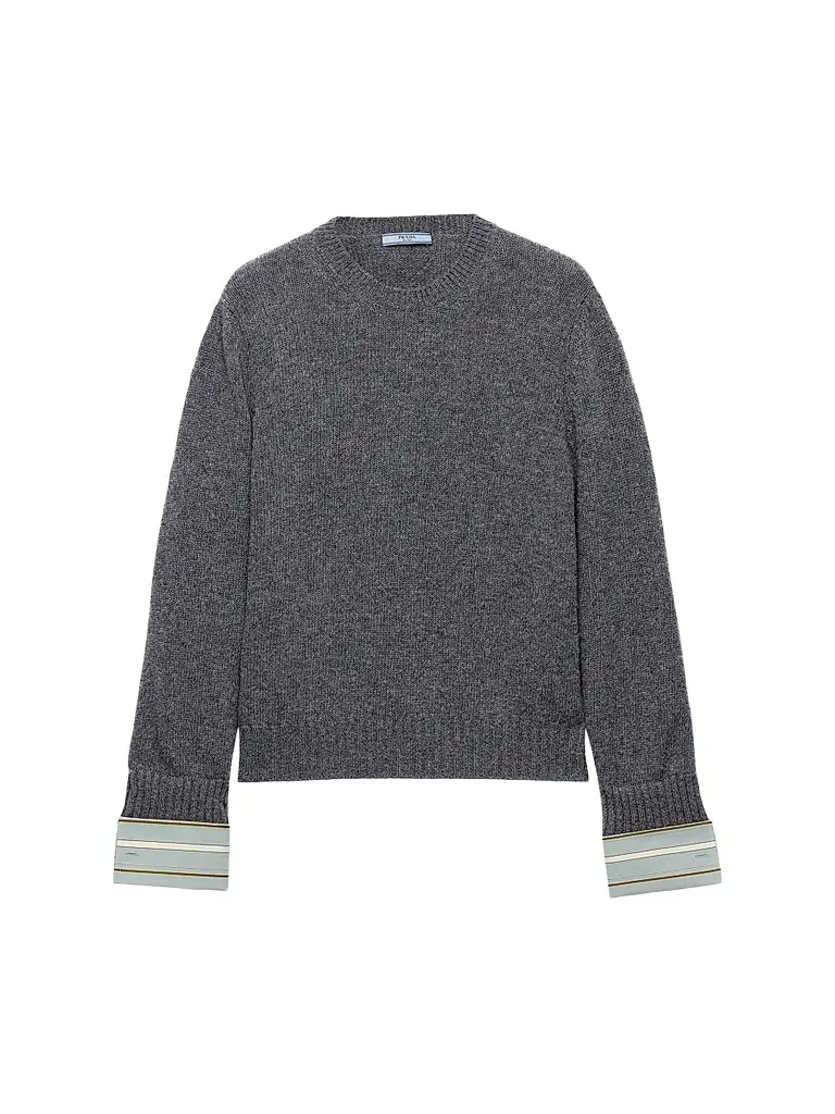 Prada Women's Wool and Cashmere Crew-Neck Sweater - Grey | Image 1 Prada Women's Wool and Cashmere Crew-Neck Sweater - Grey | Image 1