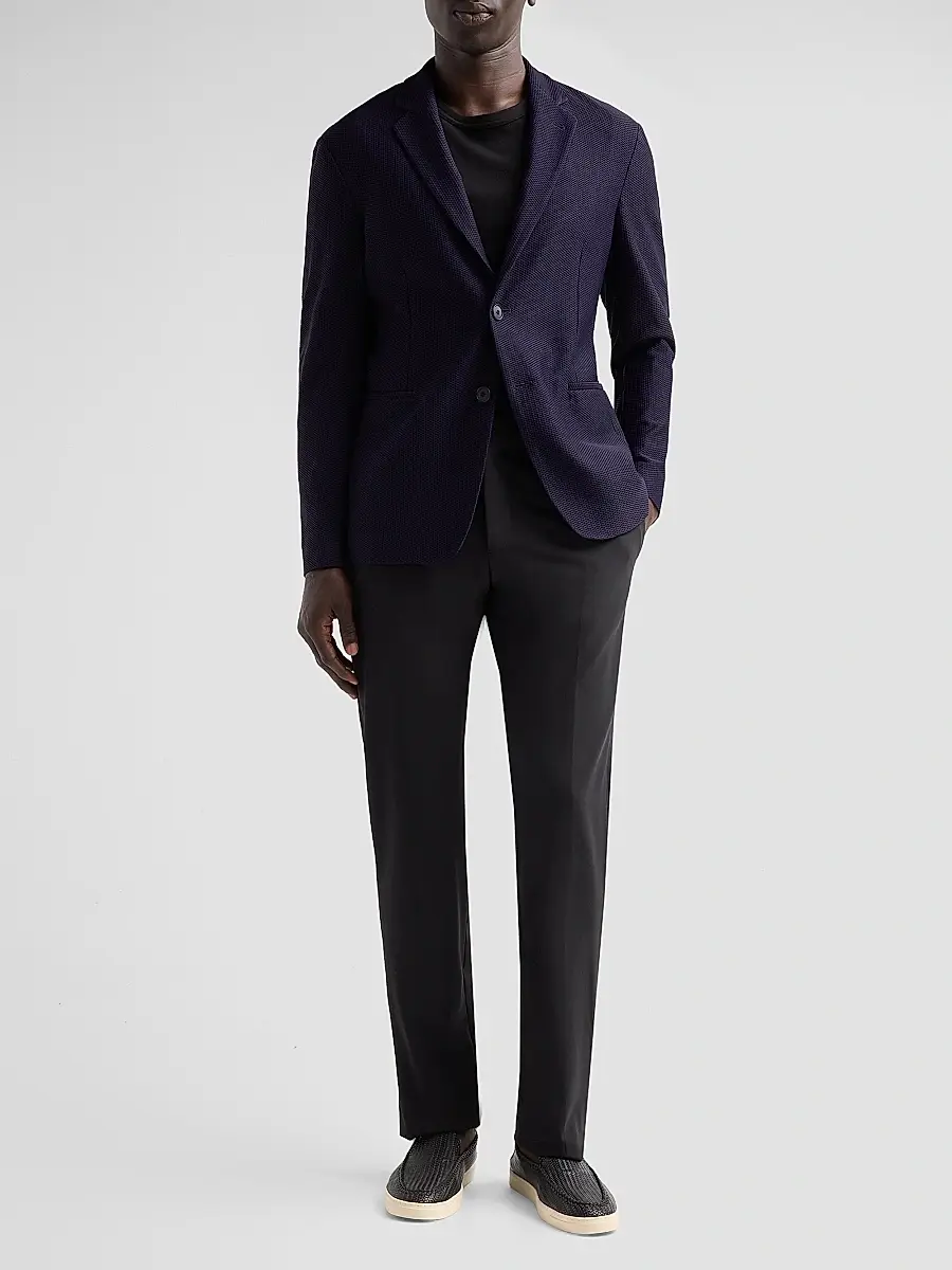 Giorgio Armani Men's Rice Stitch Two-Button Jacket | Thumbnail 2 Giorgio Armani Men's Rice Stitch Two-Button Jacket | Thumbnail 2