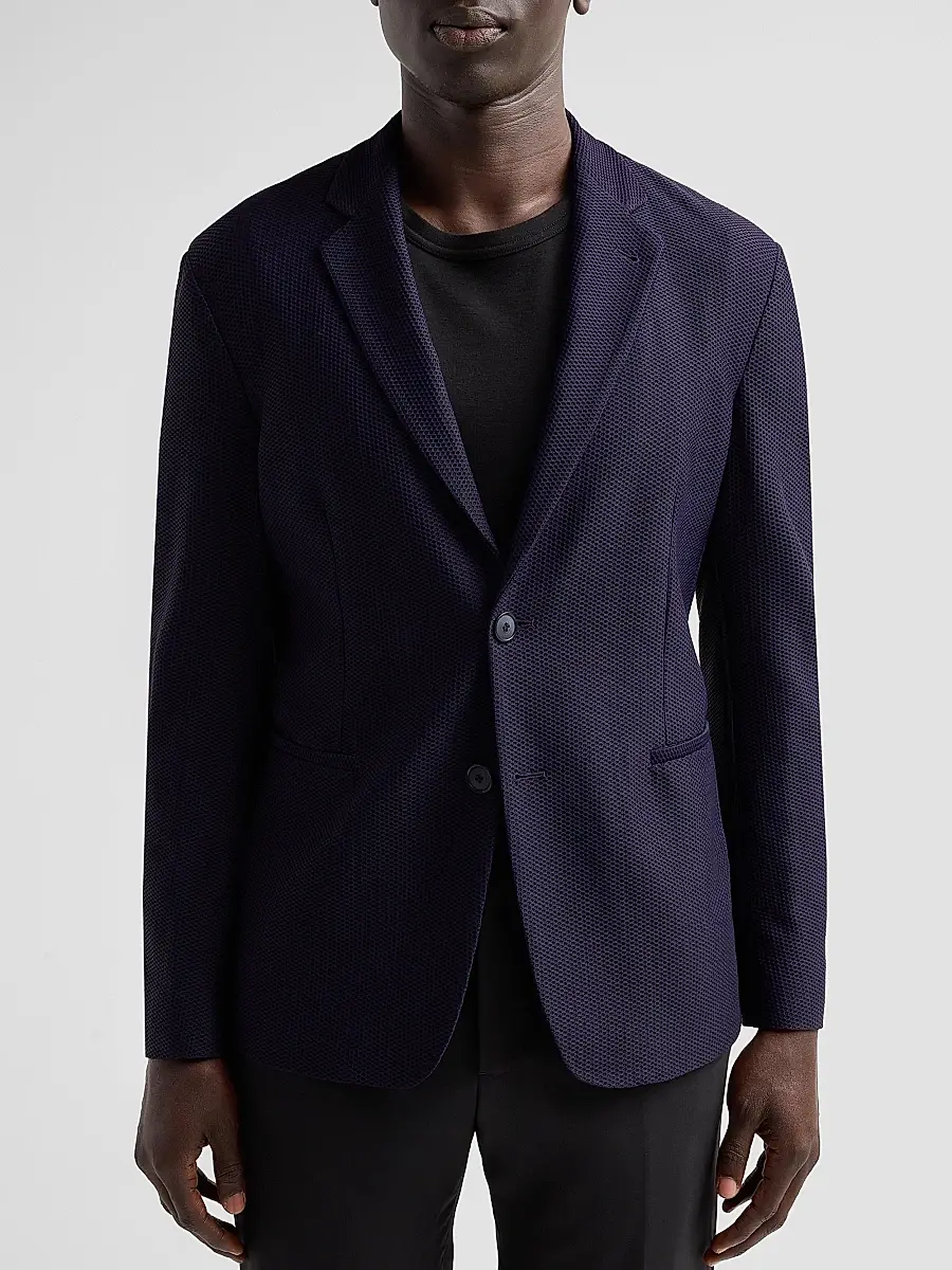 Giorgio Armani Men's Rice Stitch Two-Button Jacket | Thumbnail 4 Giorgio Armani Men's Rice Stitch Two-Button Jacket | Thumbnail 4