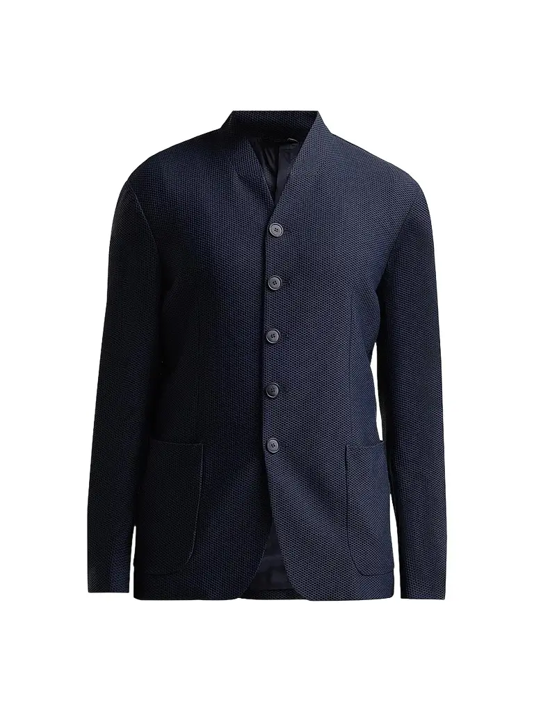 Giorgio Armani Men's Rice Stitch Jacket - Dark Navy | Image 1 Giorgio Armani Men's Rice Stitch Jacket - Dark Navy | Image 1