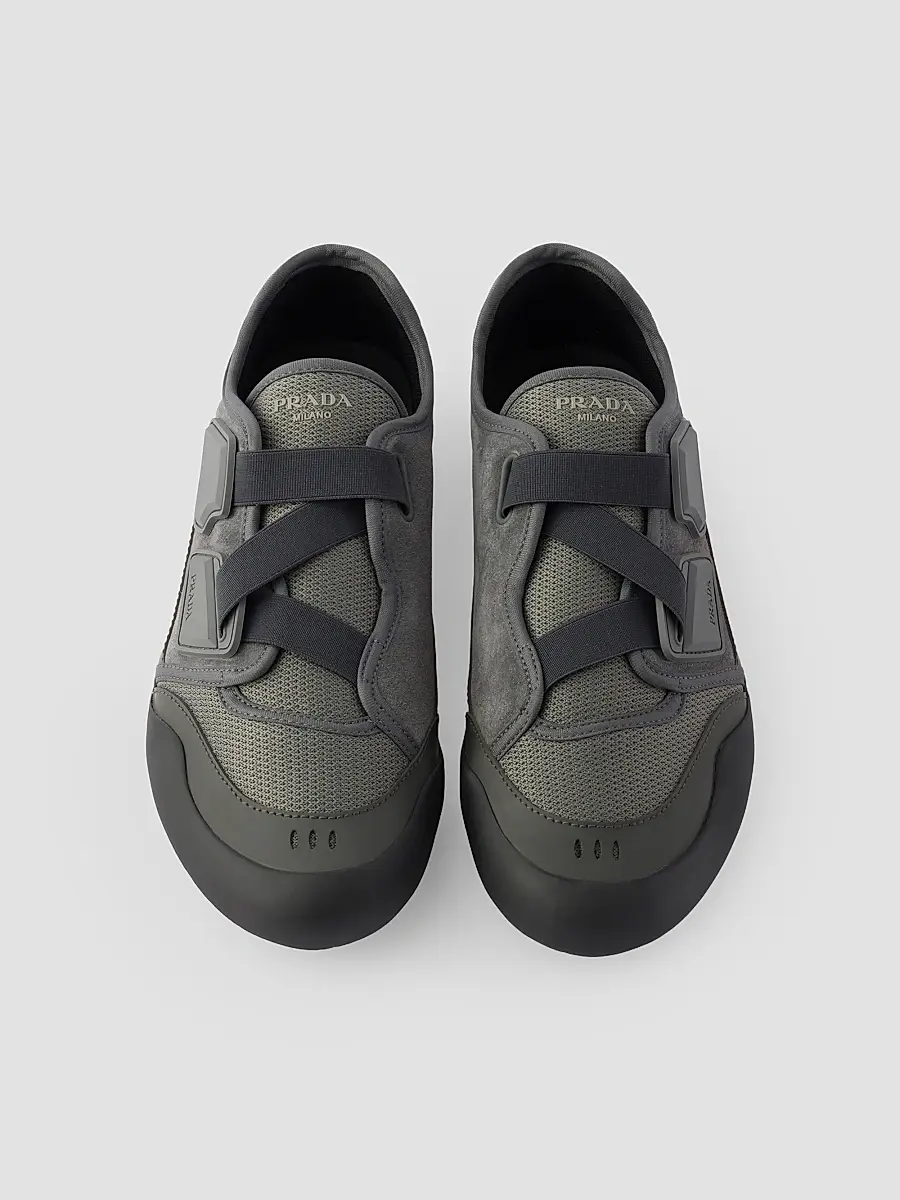 Prada Men's Speedrock Leather and Mesh Fabric Sneakers | Thumbnail 2 Prada Men's Speedrock Leather and Mesh Fabric Sneakers | Thumbnail 2