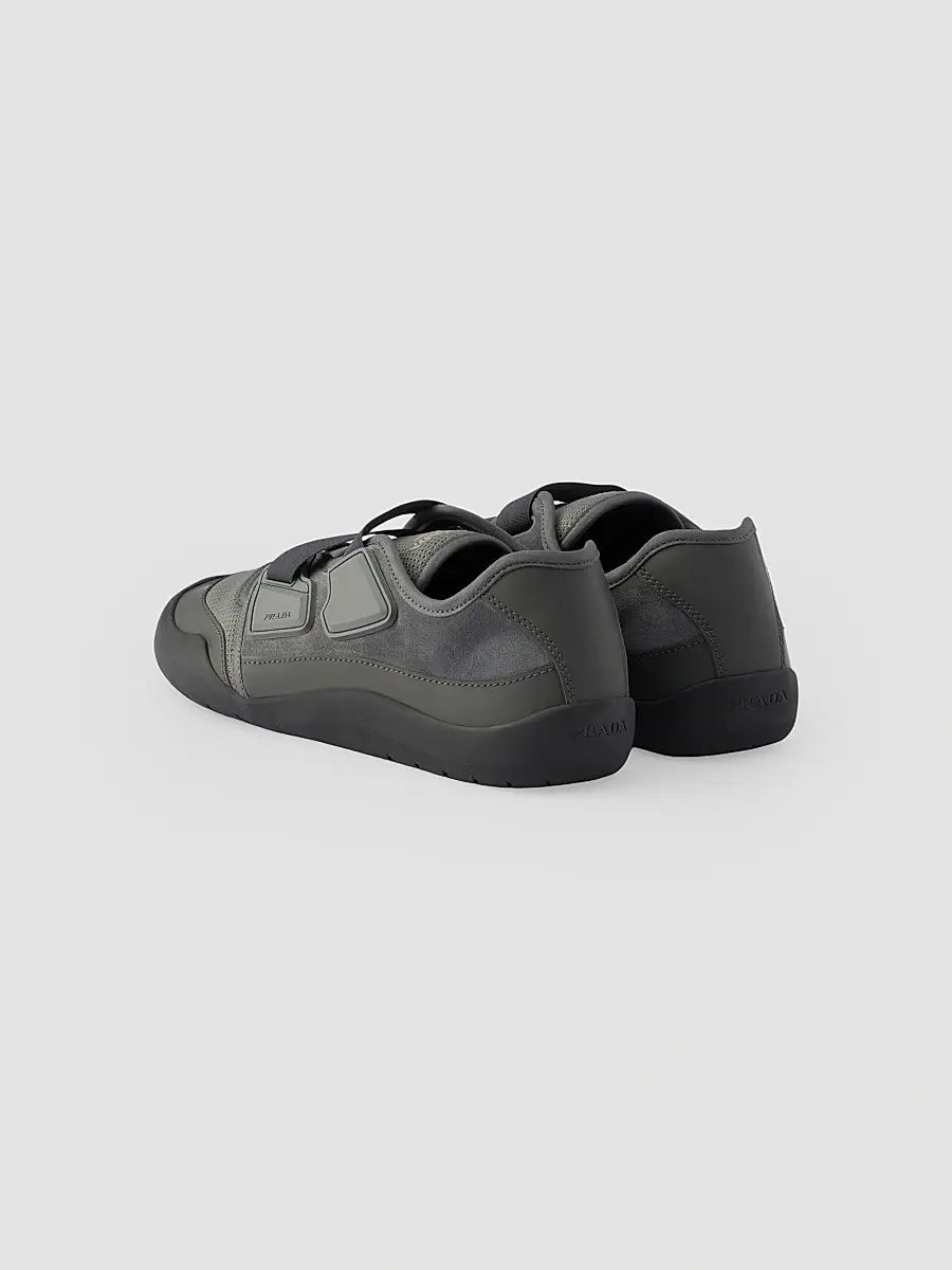 Prada Men's Speedrock Leather and Mesh Fabric Sneakers | Thumbnail 3 Prada Men's Speedrock Leather and Mesh Fabric Sneakers | Thumbnail 3
