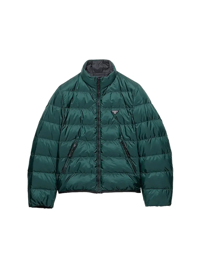 Prada Men's Medium-Weight Re-Nylon Down Jacket - Green | Image 1 Prada Men's Medium-Weight Re-Nylon Down Jacket - Green | Image 1