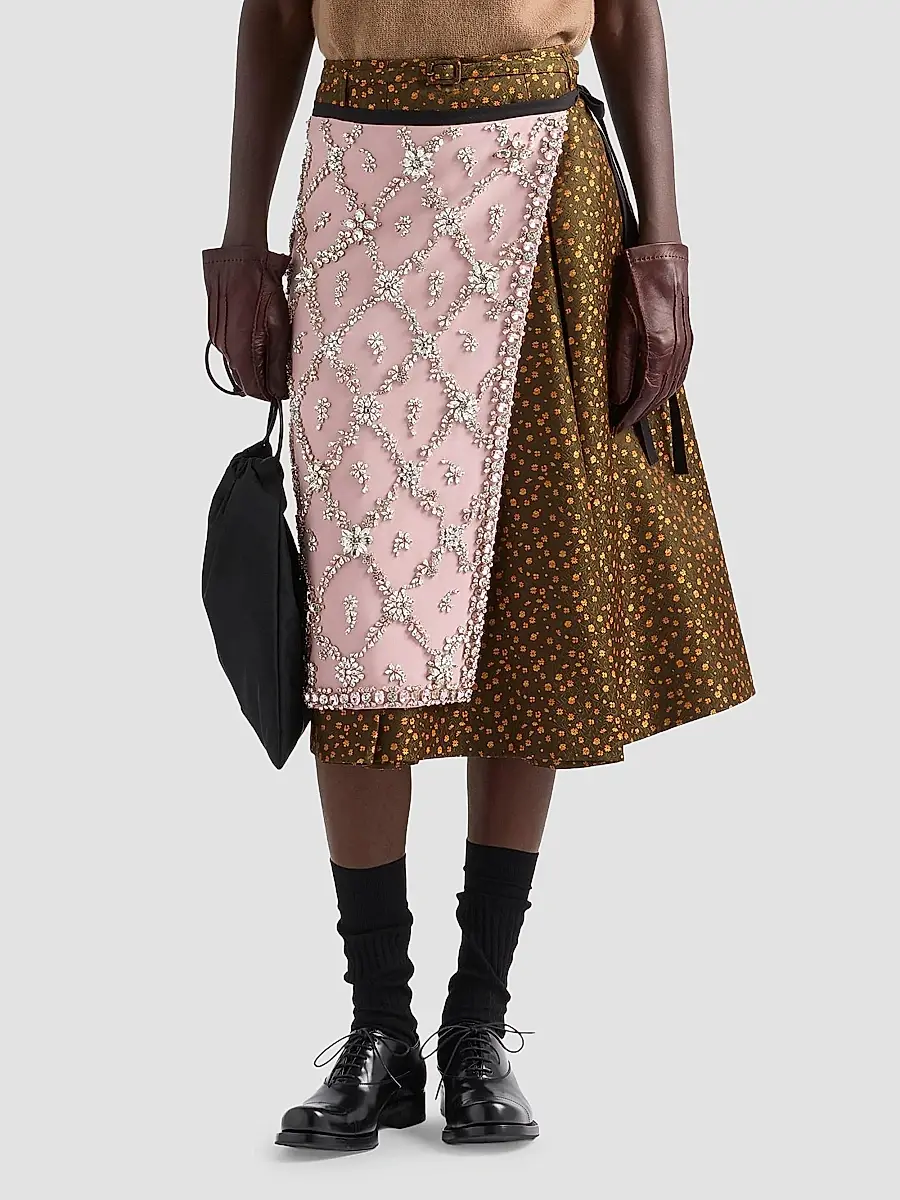 Prada Women's Jacquard Duchesse Skirt | Thumbnail 2