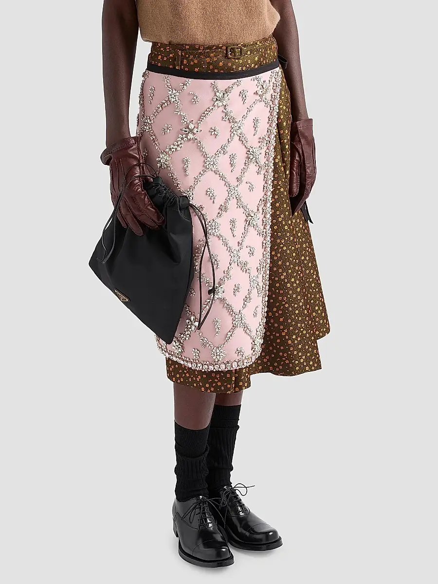 Prada Women's Jacquard Duchesse Skirt | Thumbnail 3