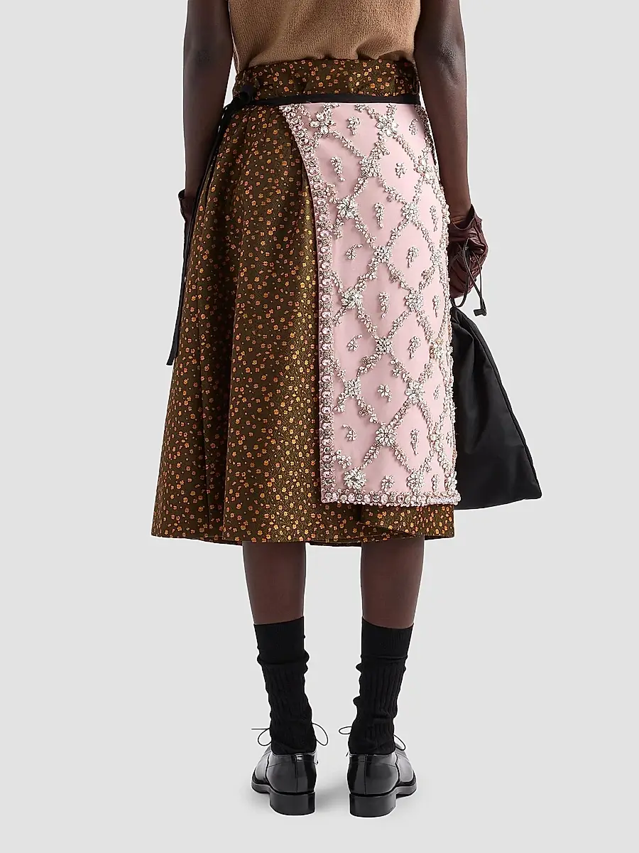 Prada Women's Jacquard Duchesse Skirt | Thumbnail 4