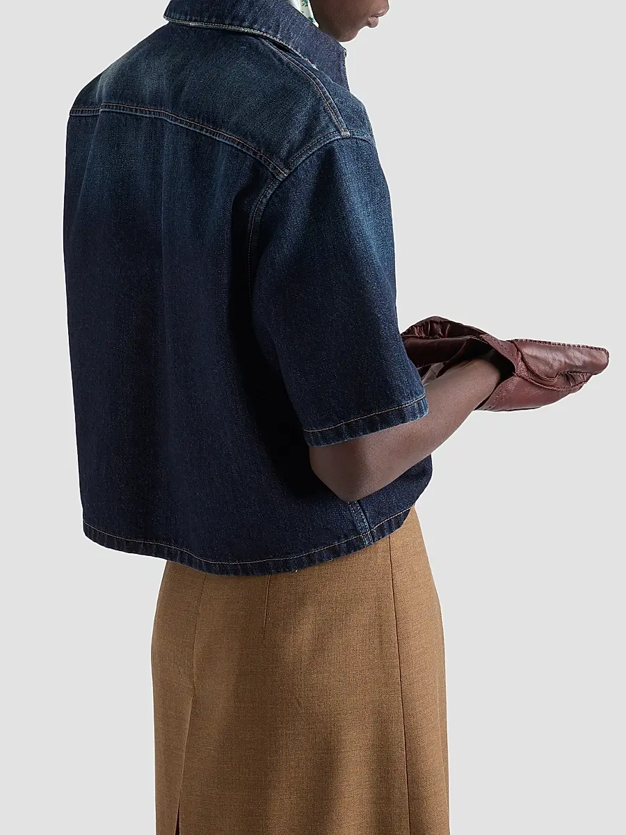 Prada Women's Short-Sleeved Denim Shirt | Thumbnail 5 Prada Women's Short-Sleeved Denim Shirt | Thumbnail 5