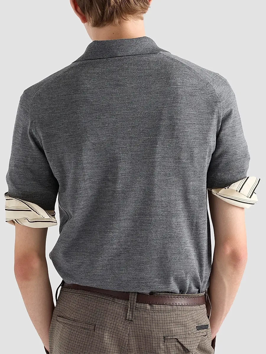 Prada Men's Superfine Wool Polo Shirt | Thumbnail 3